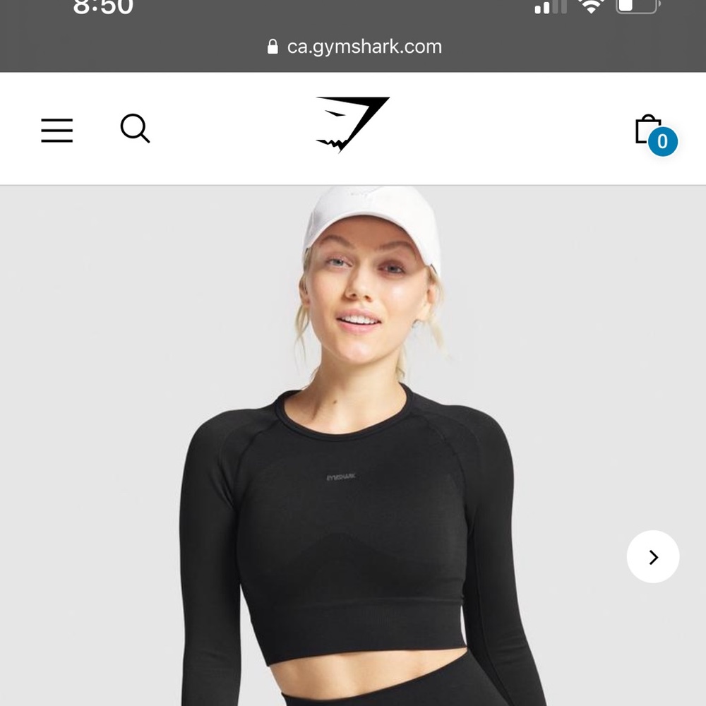 Gymshark FLEX SPORTS LONG SLEEVE CROP TOP (small)